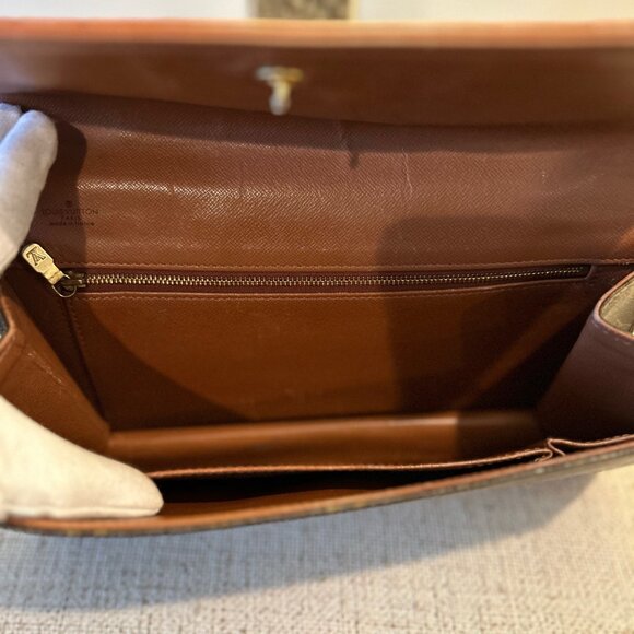 Authentic Louis Vuitton Monogram Pochette Dame GM Brown Canvas Clutch - Picture 10 of 13